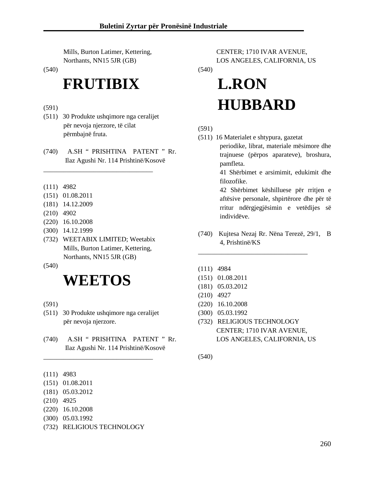 Faqja 260 e buletinit