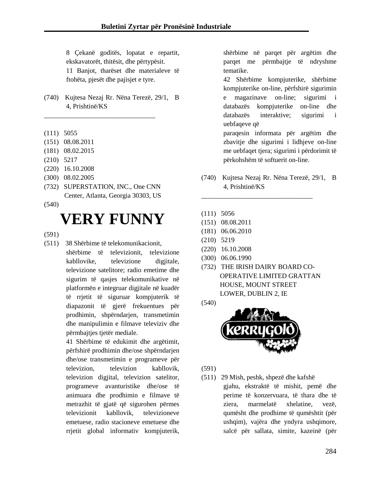 Faqja 284 e buletinit