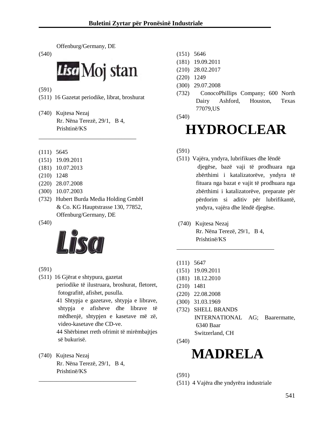 Faqja 541 e buletinit