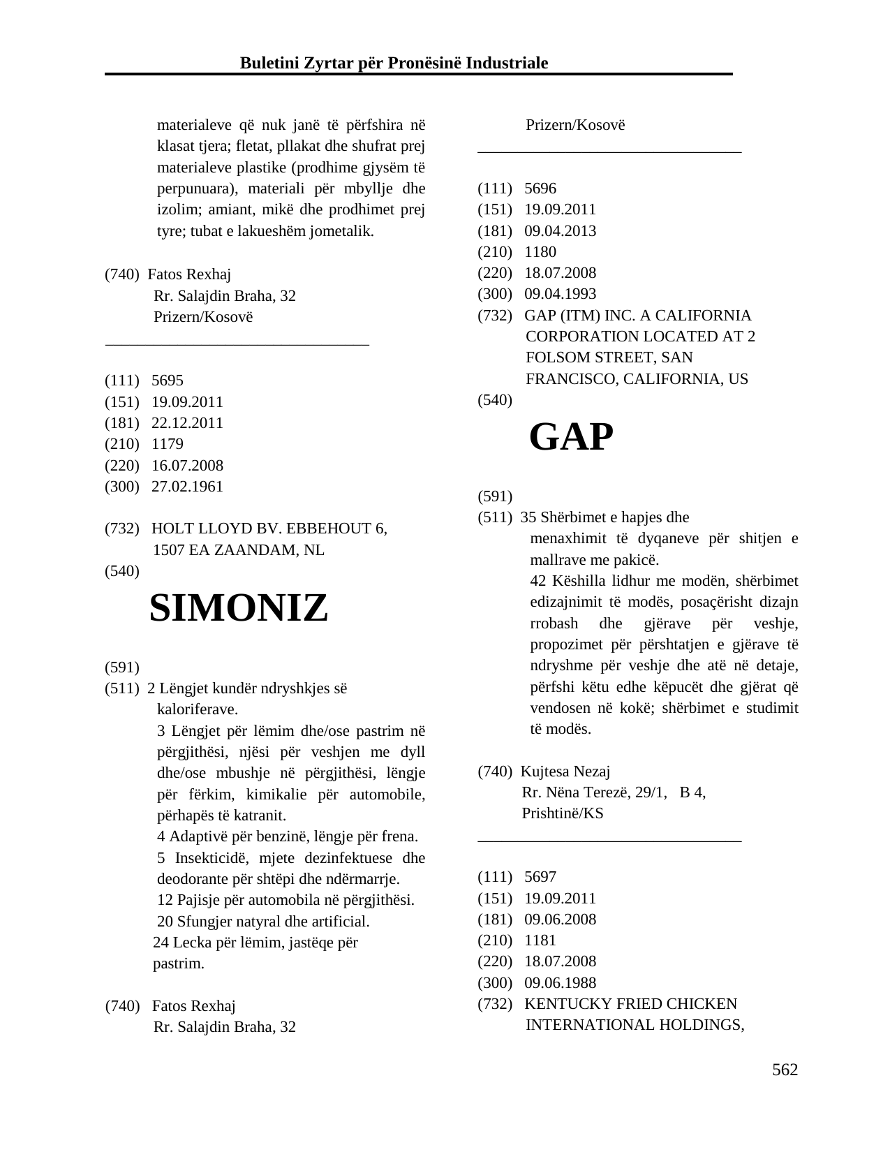 Faqja 562 e buletinit