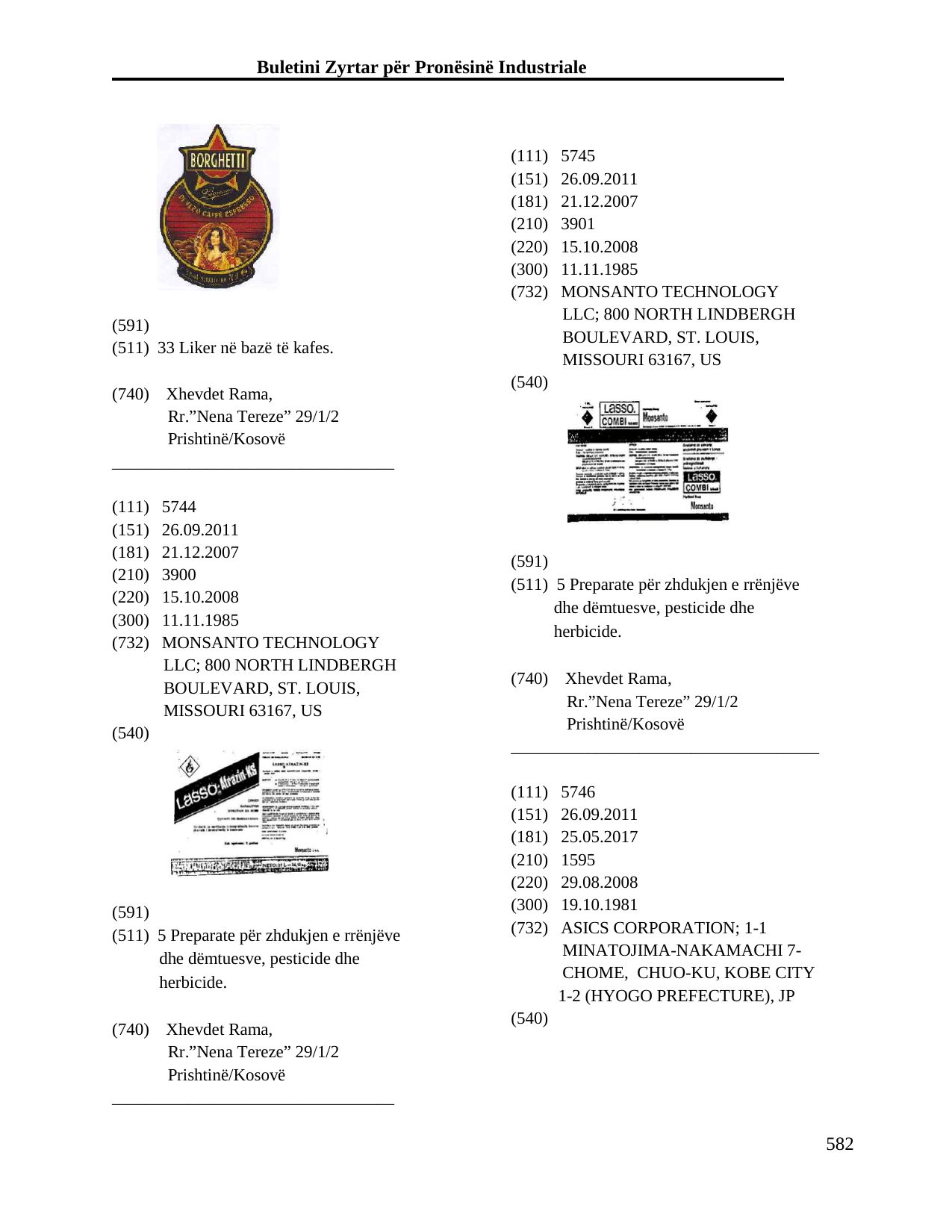 Faqja 582 e buletinit