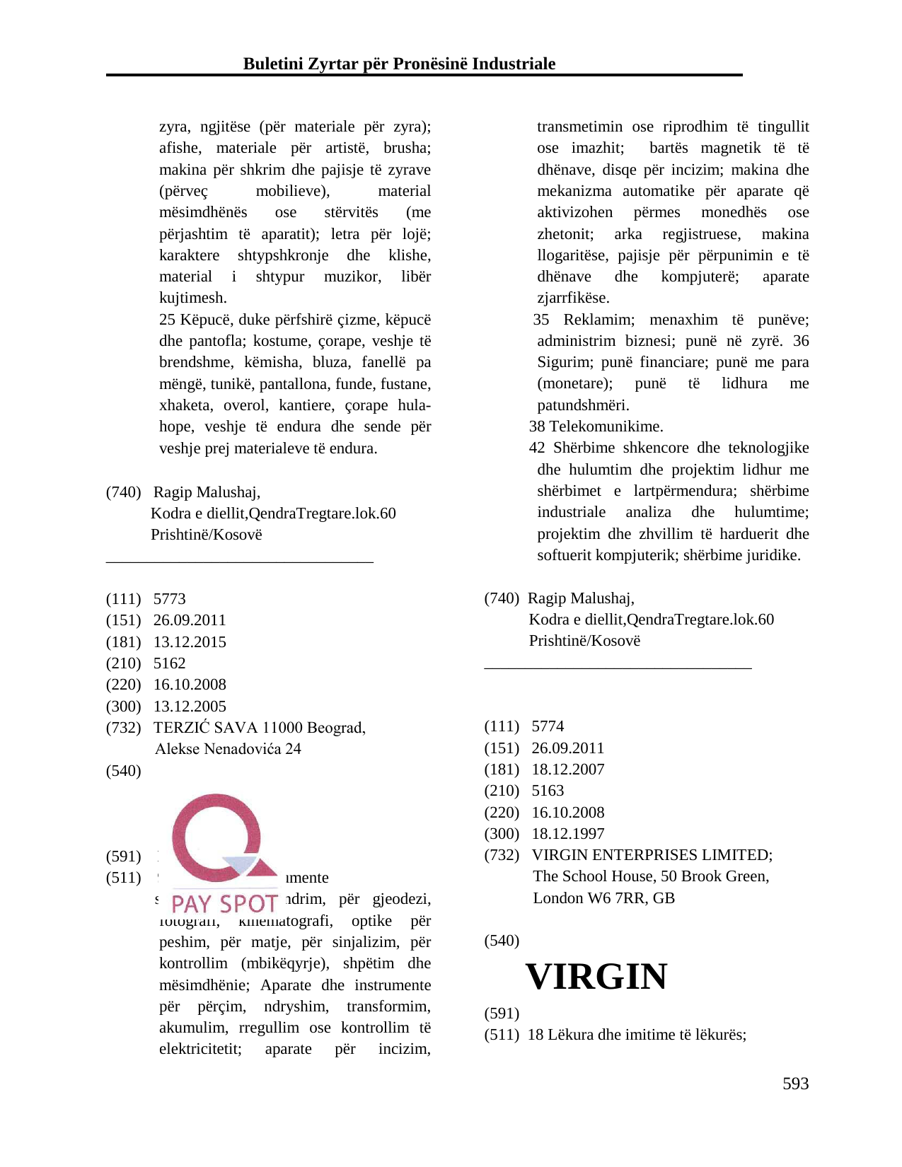 Faqja 593 e buletinit