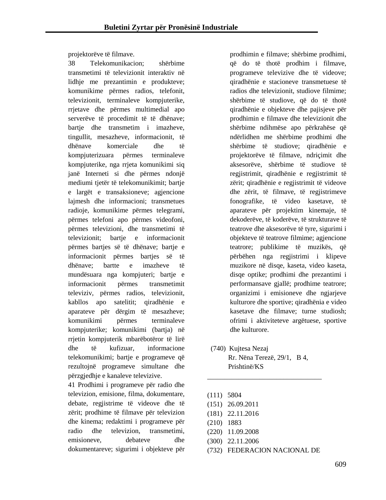 Faqja 609 e buletinit
