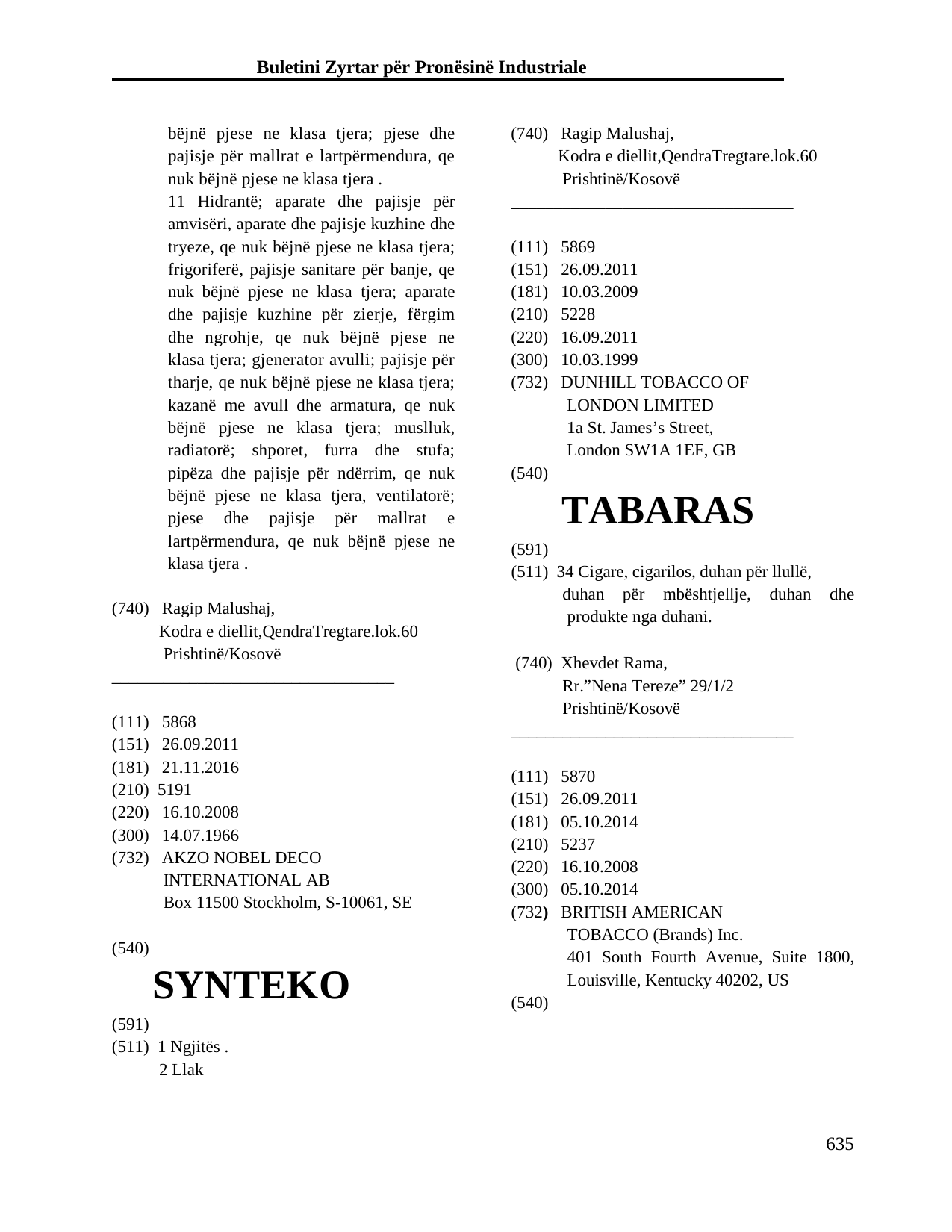 Faqja 635 e buletinit