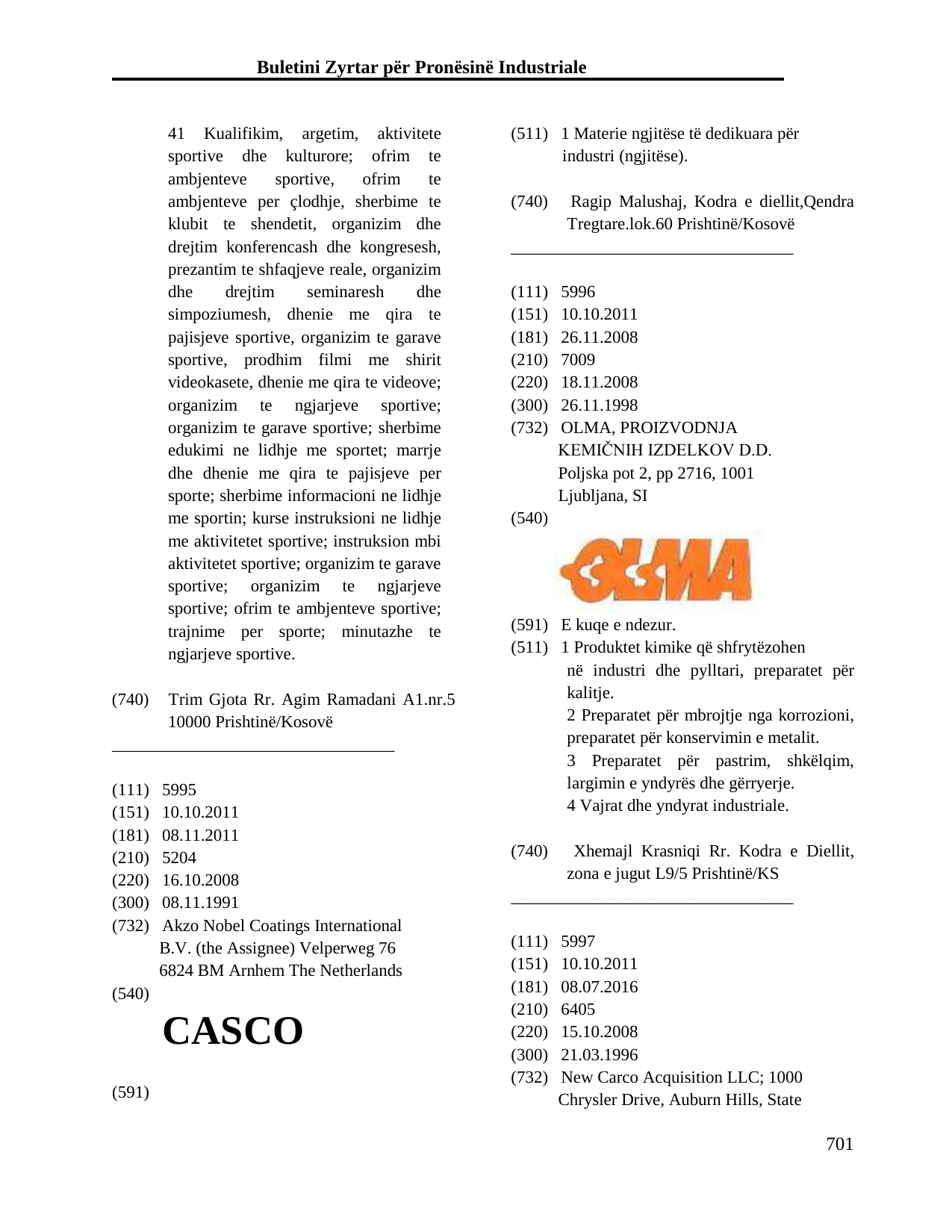 Faqja 701 e buletinit