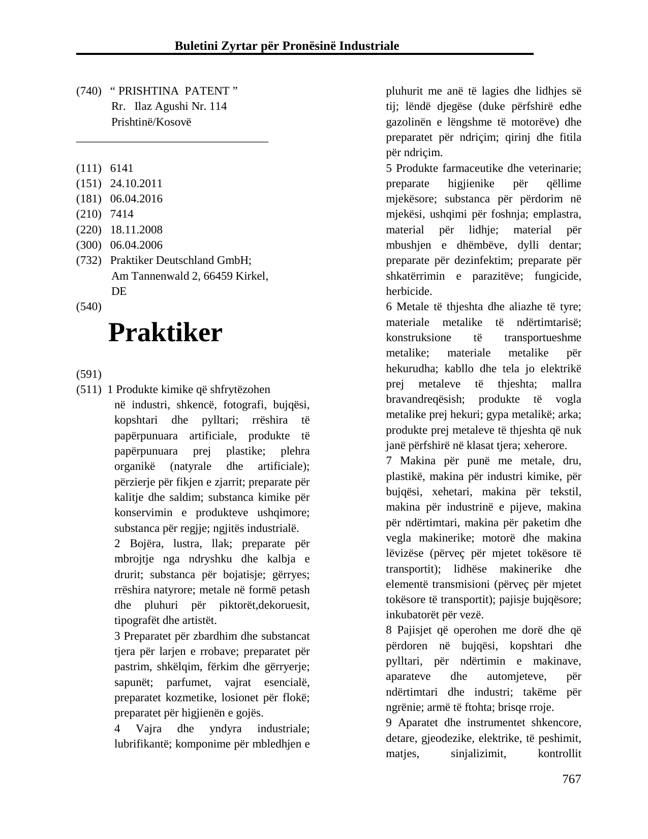 Faqja 767 e buletinit