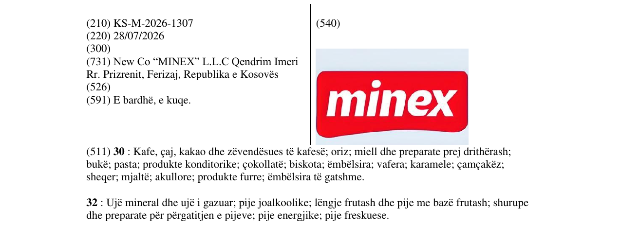 Zëri i markës KS/M/2026/1307 në buletin