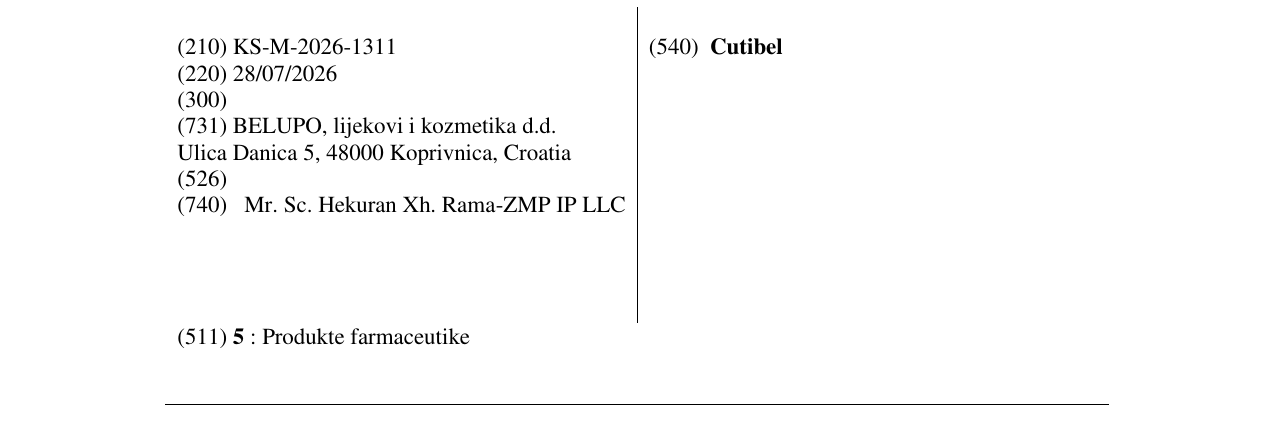 Zëri i markës Cutibel në buletin