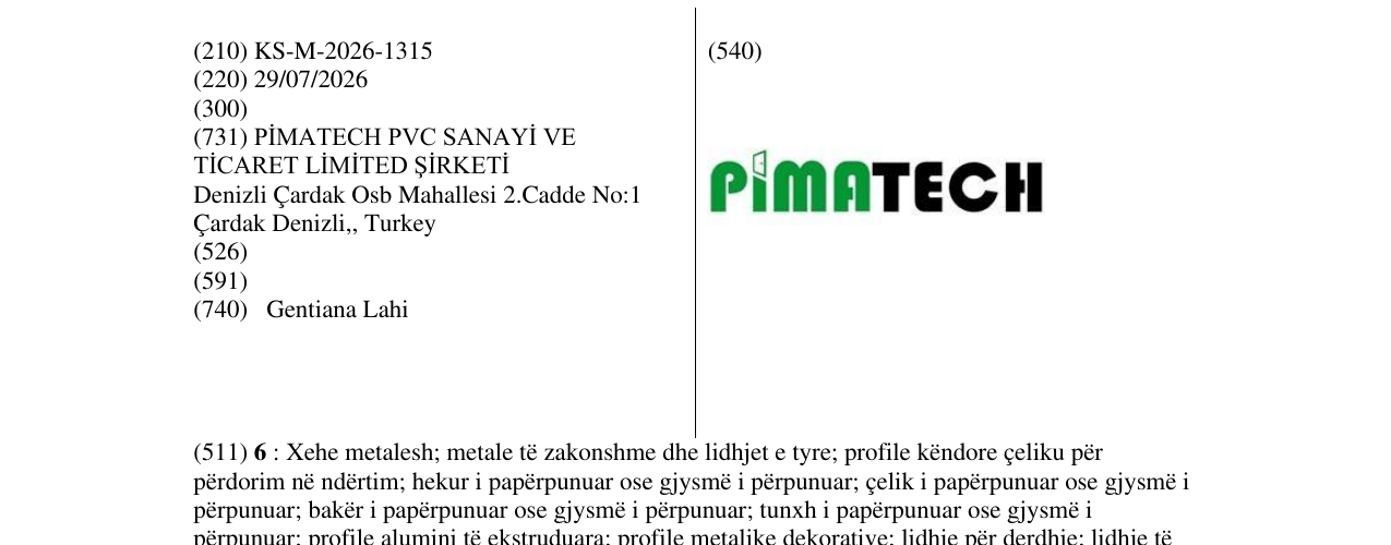 Zëri i markës KS/M/2026/1315 në buletin