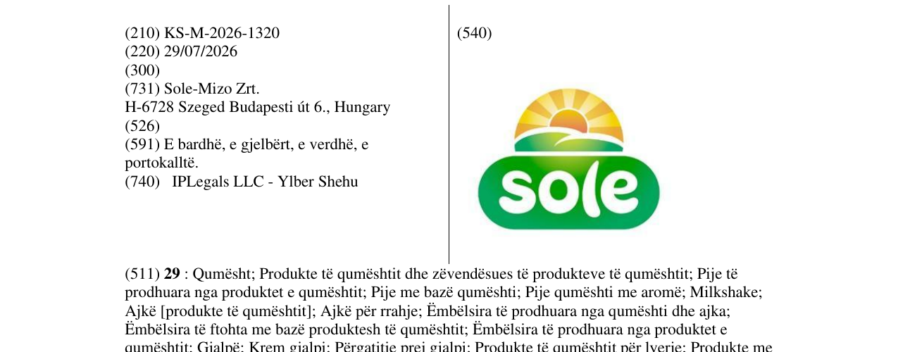 Zëri i markës KS/M/2026/1320 në buletin