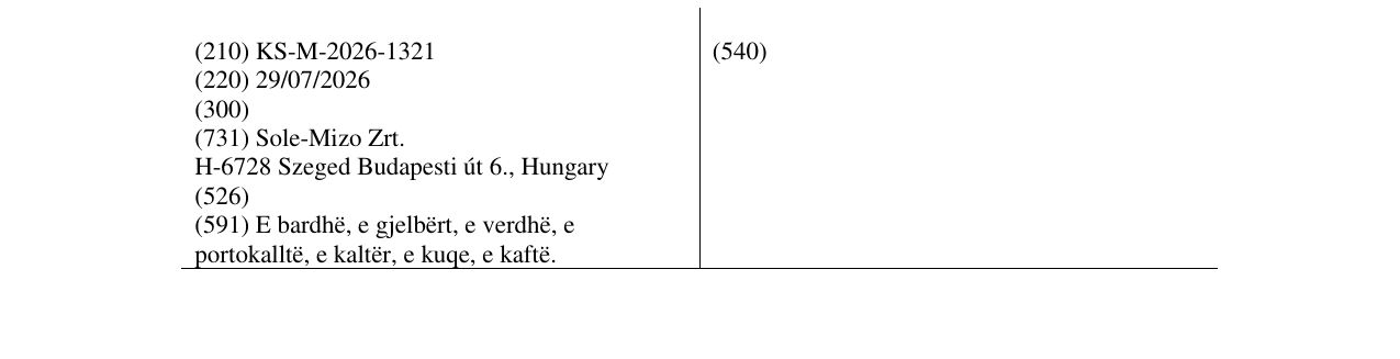 Zëri i markës KS/M/2026/1321 në buletin