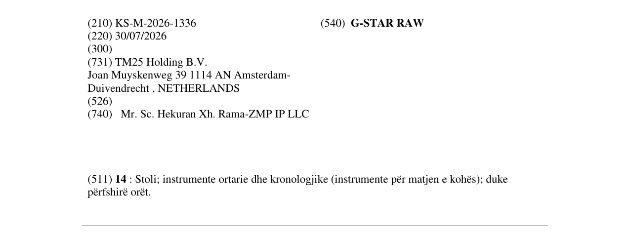 Zëri i markës G-STAR RAW në buletin