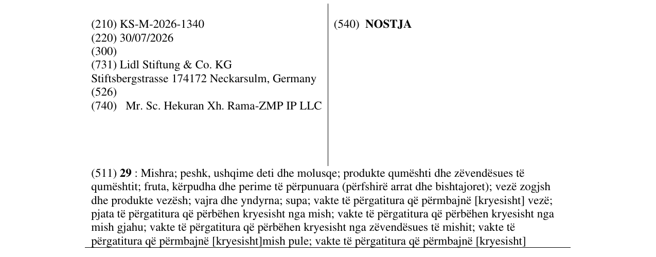 Zëri i markës NOSTJA në buletin