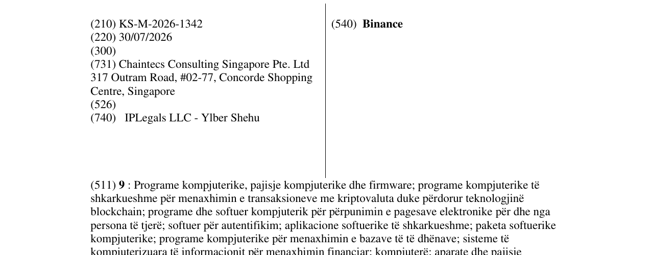 Zëri i markës Binance në buletin