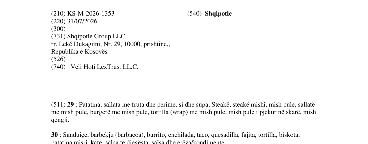 Zëri i markës Shqipotle në buletin