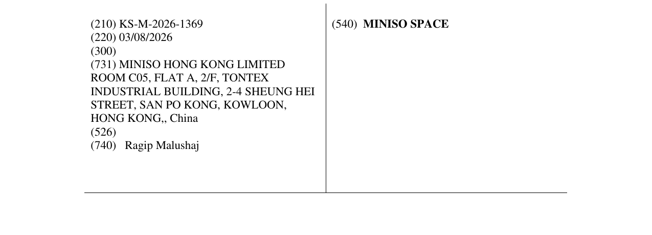 Zëri i markës MINISO SPACE në buletin