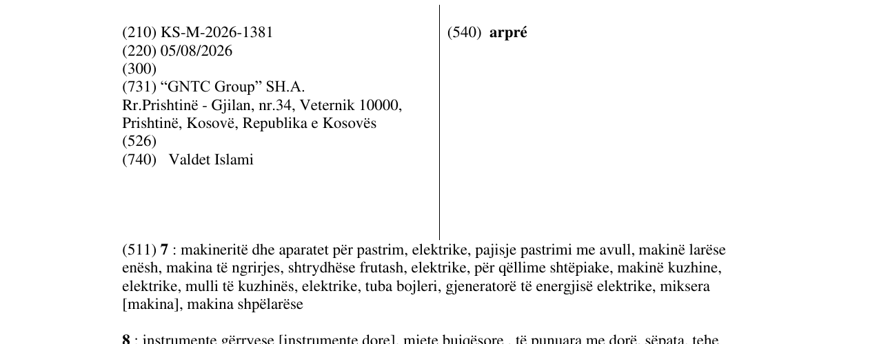 Zëri i markës arpré në buletin