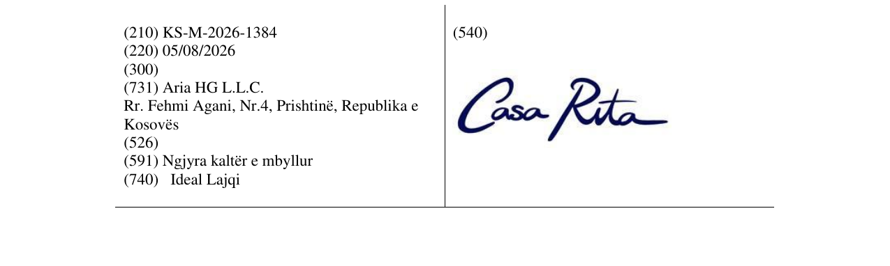 Zëri i markës KS/M/2026/1384 në buletin