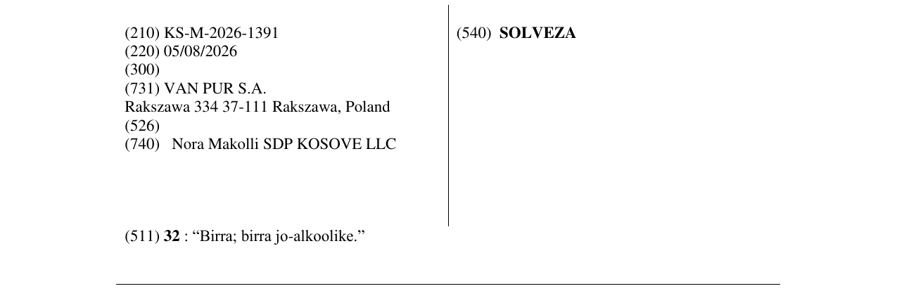 Zëri i markës SOLVEZA në buletin