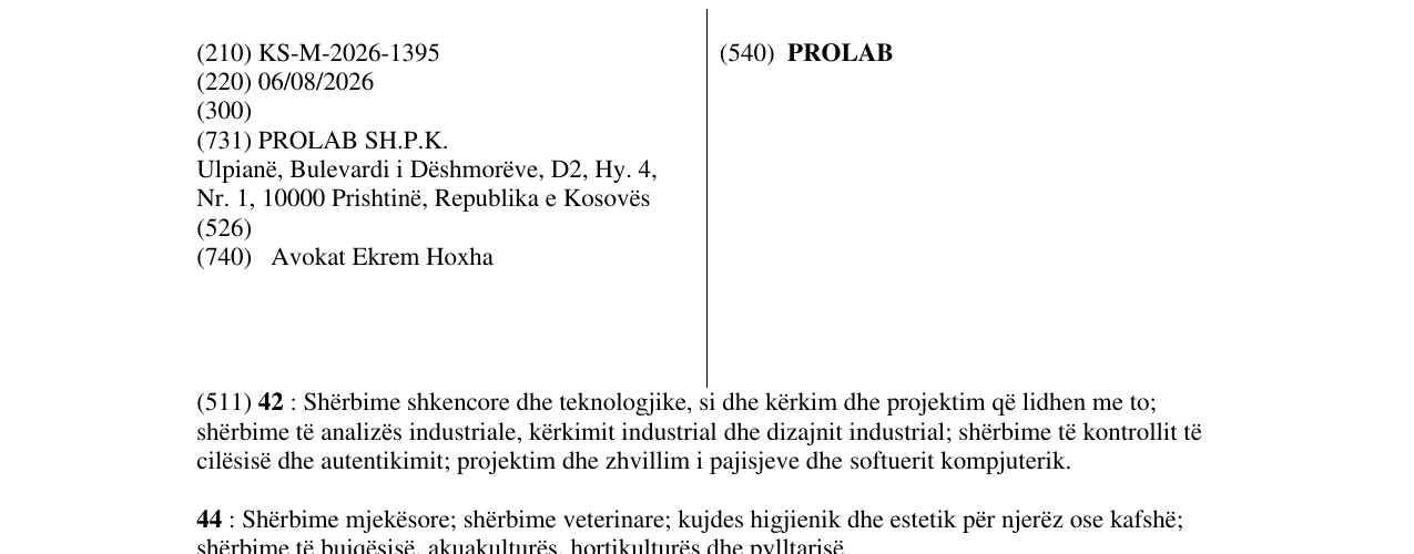 Zëri i markës PROLAB në buletin