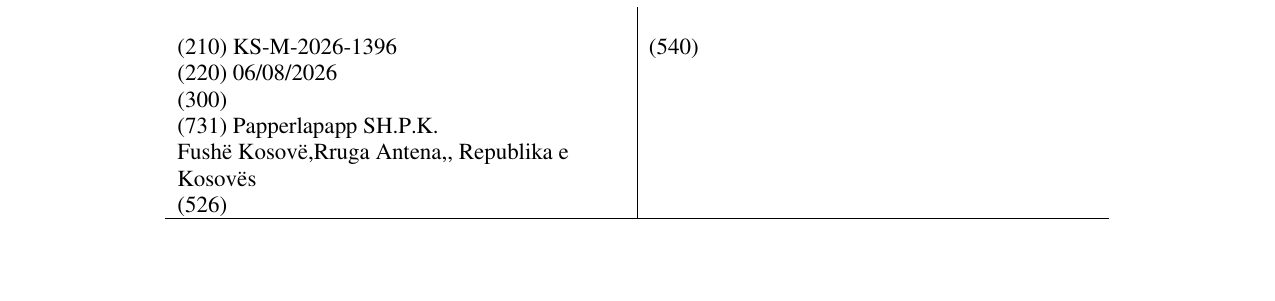 Zëri i markës KS/M/2026/1396 në buletin