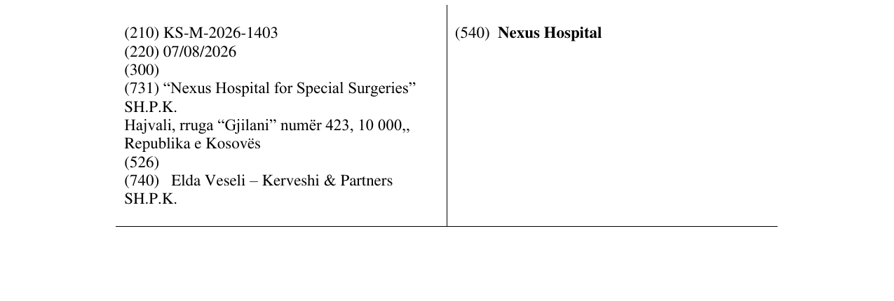 Zëri i markës Nexus Hospital në buletin