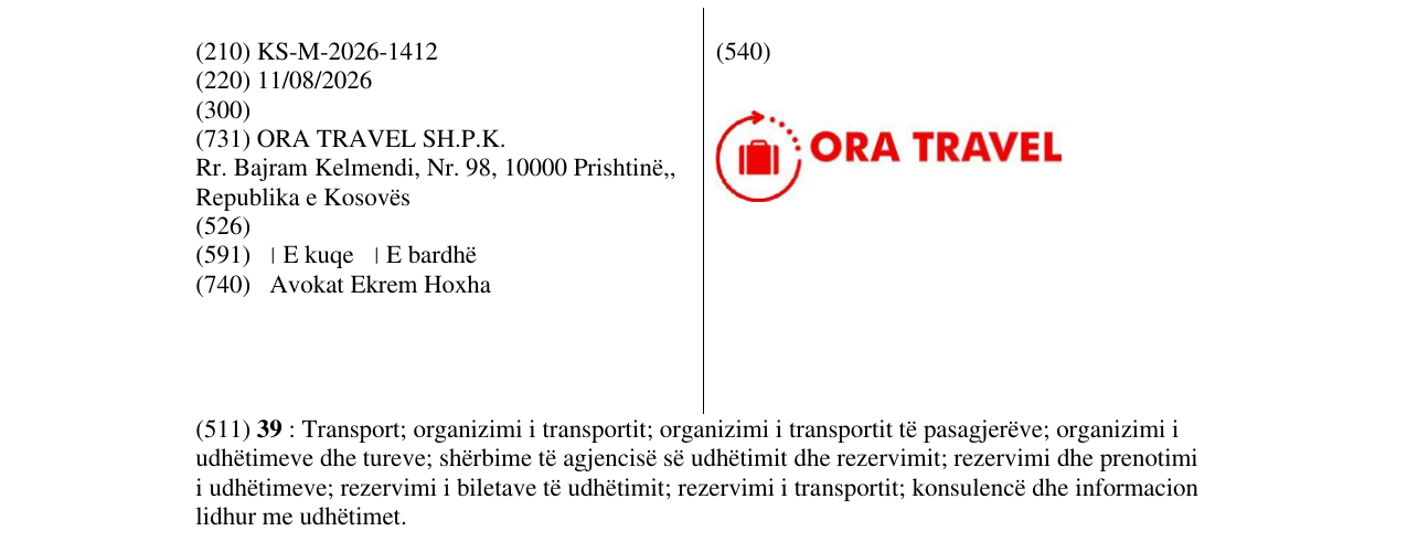 Zëri i markës KS/M/2026/1412 në buletin