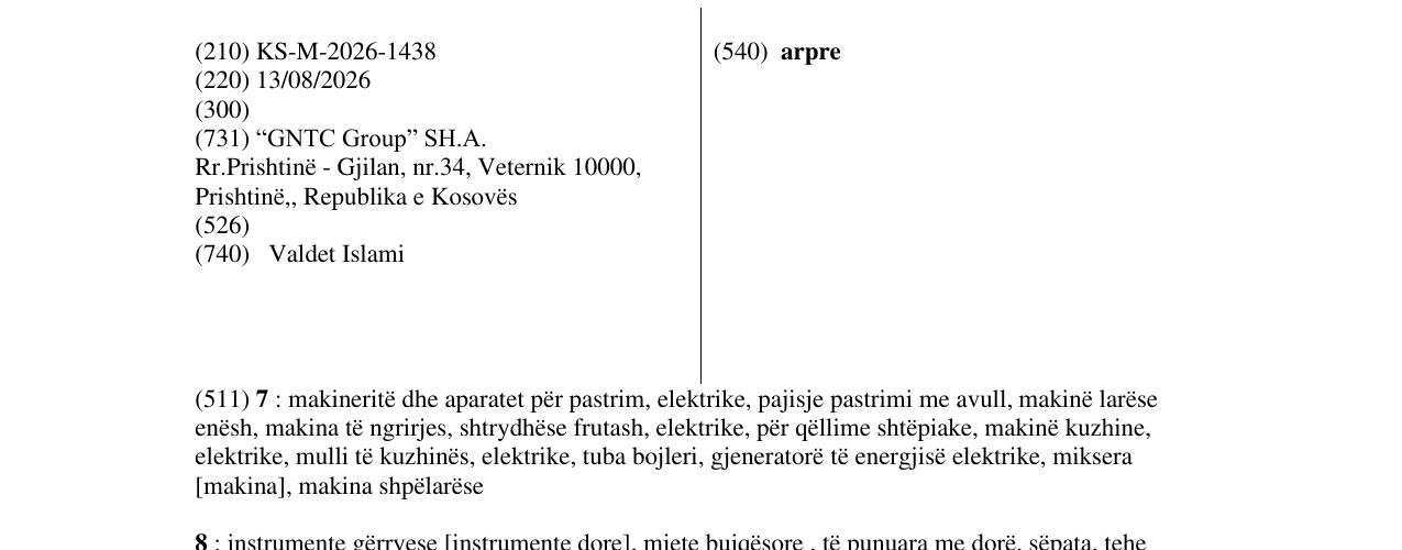 Zëri i markës arpre në buletin