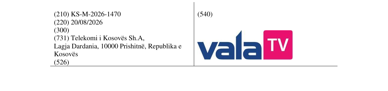 Zëri i markës KS/M/2026/1470 në buletin