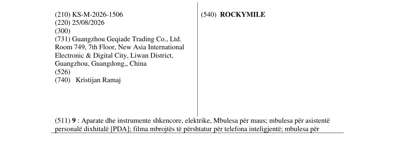 Zëri i markës ROCKYMILE në buletin