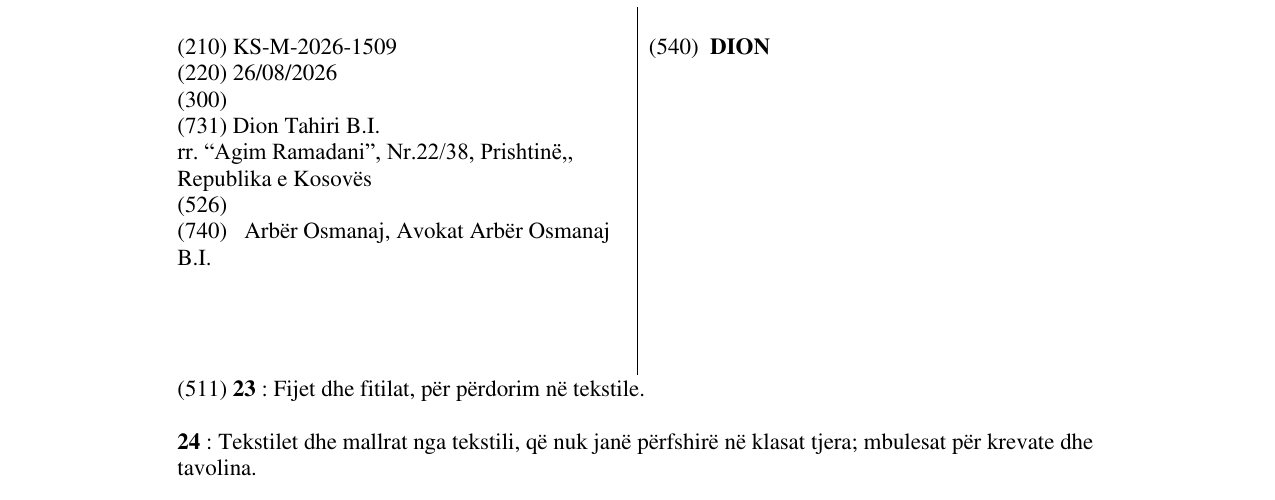 Zëri i markës DION në buletin