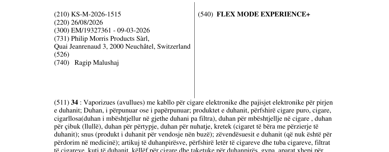 Zëri i markës FLEX MODE EXPERIENCE+ në buletin