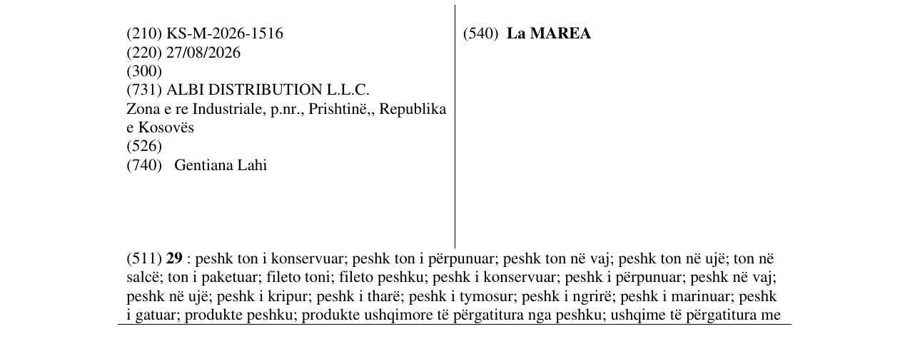 Zëri i markës La MAREA në buletin