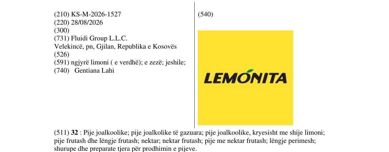 Zëri i markës KS/M/2026/1527 në buletin