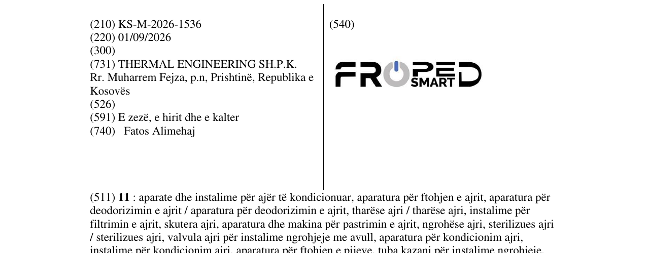 Zëri i markës KS/M/2026/1536 në buletin