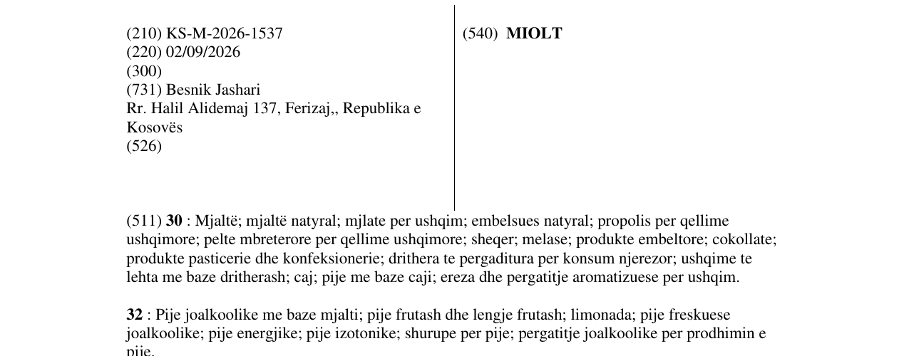 Zëri i markës MIOLT në buletin