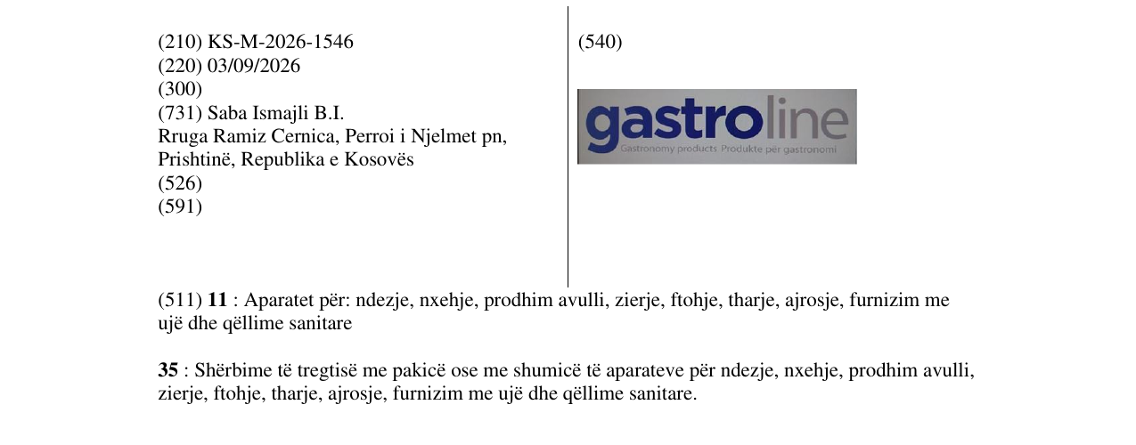 Zëri i markës KS/M/2026/1546 në buletin
