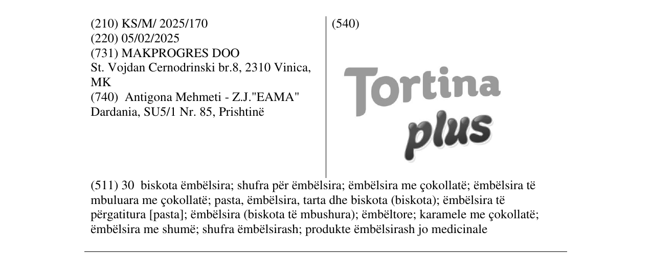 Zëri i markës Tortina plus në buletin