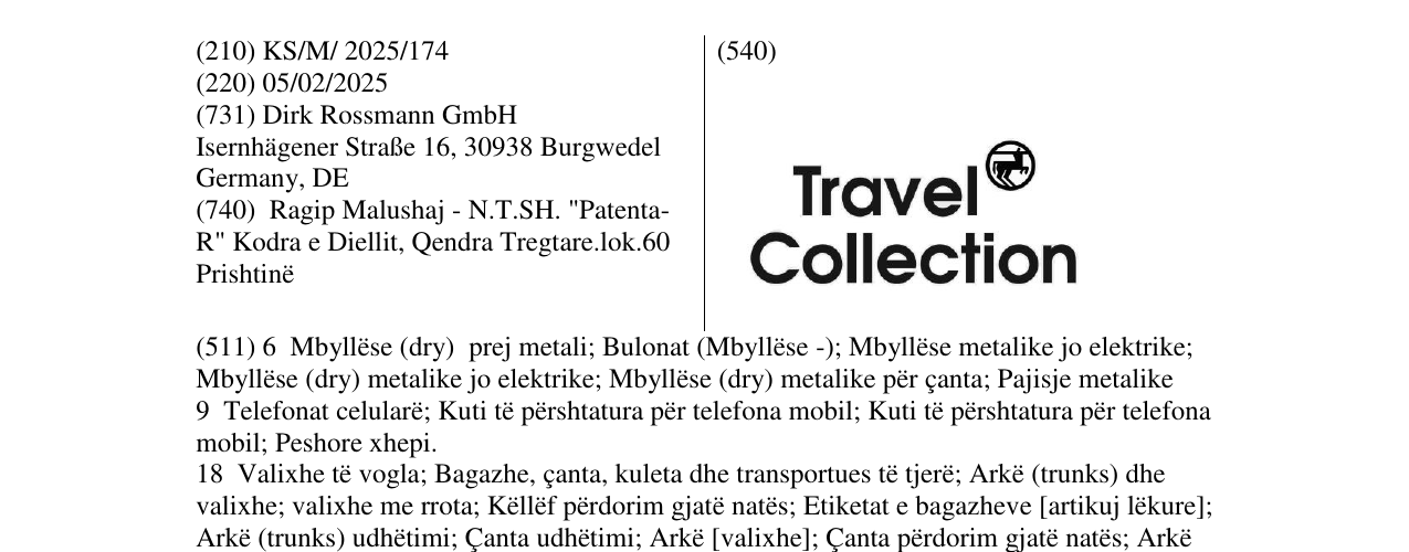 Zëri i markës Travel Collection në buletin