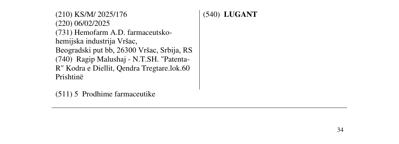 Zëri i markës LUGANT në buletin