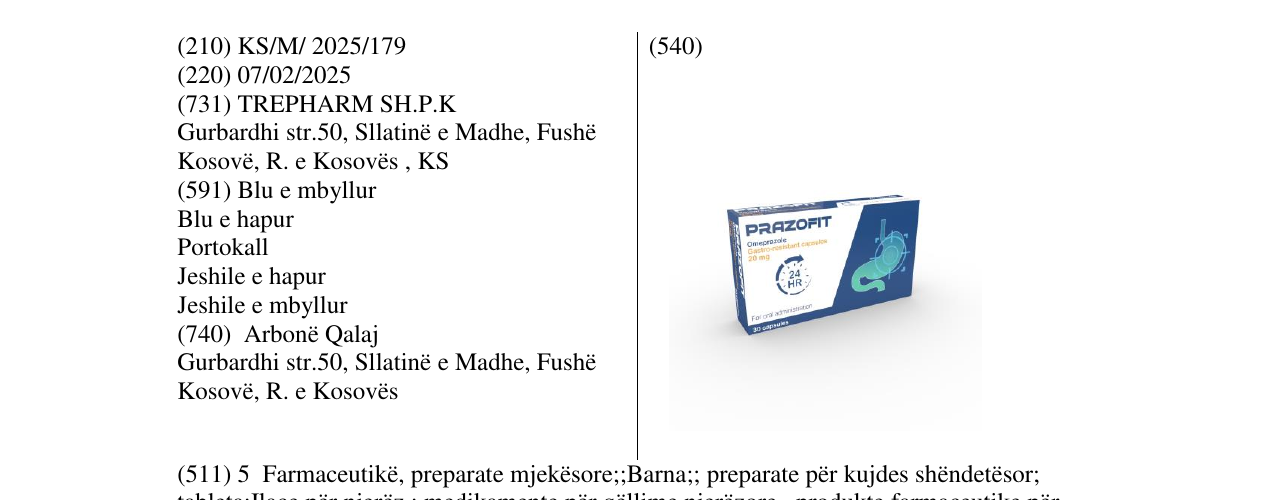 Zëri i markës PRAZOFIT në buletin