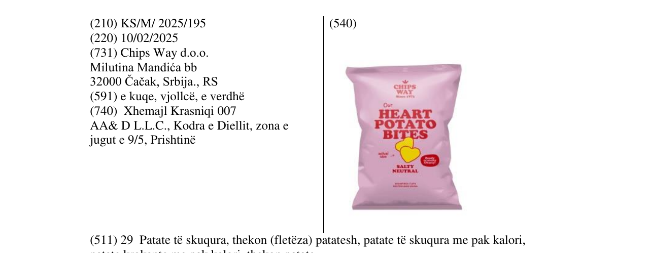 Zëri i markës Our HEART POTATO BITES SALT NEUTRAL në buletin