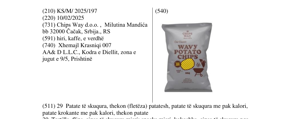 Zëri i markës WAVY POTATO CHIPS BBQ në buletin