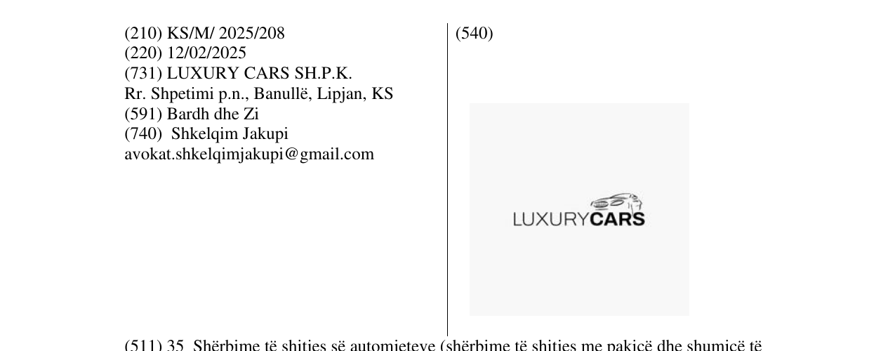 Zëri i markës LUXURYCARS në buletin