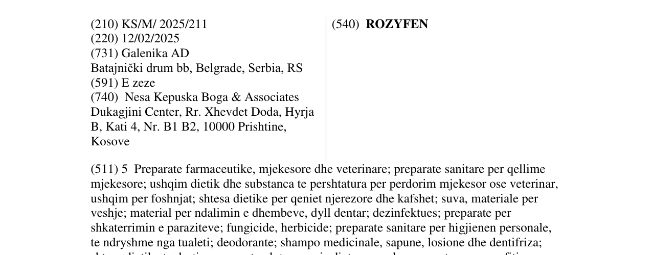 Zëri i markës ROZYFEN në buletin