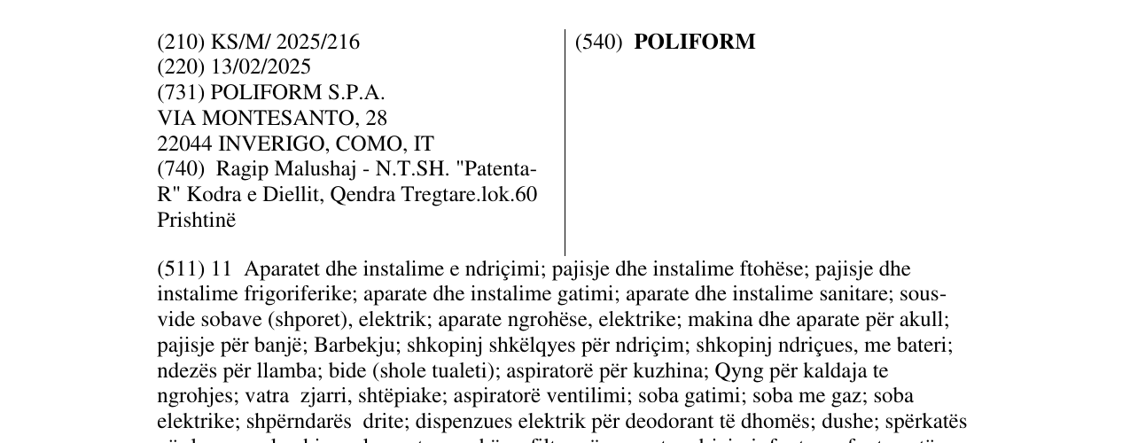 Zëri i markës POLIFORM në buletin