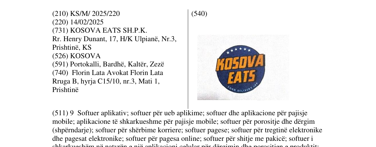 Zëri i markës KOSOVA EATS në buletin