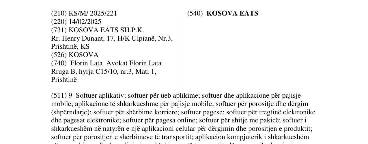 Zëri i markës KOSOVA EATS në buletin
