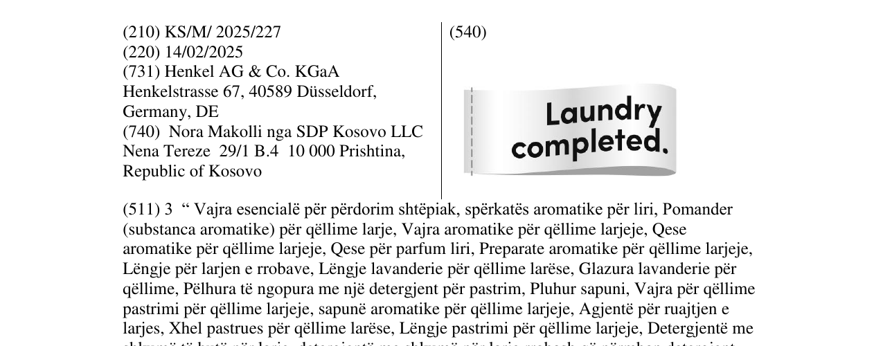 Zëri i markës Laundry completed. në buletin