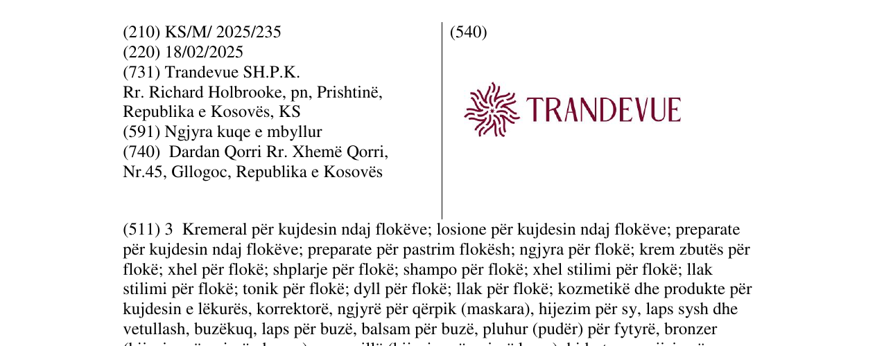 Zëri i markës TRANDEVUE në buletin